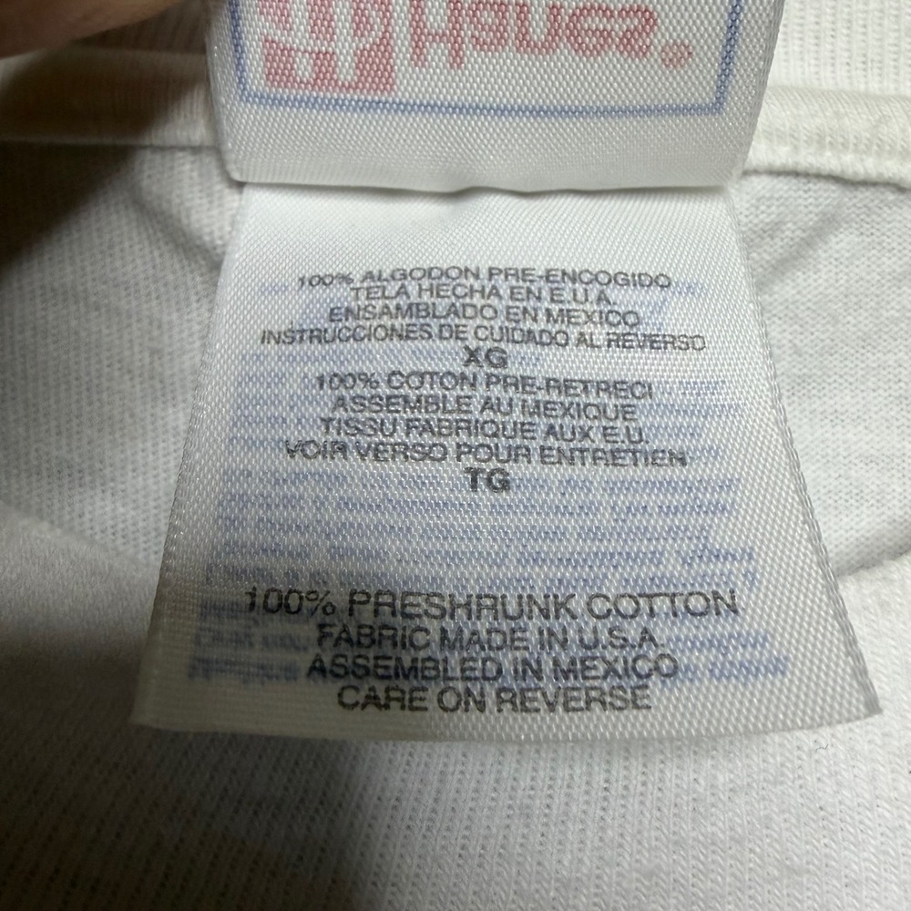 Hanes Beefy-T T-Shirt Mens XL White BandWidth Vintage 90s Rare Art Graphic Tee - Picture 12 of 13